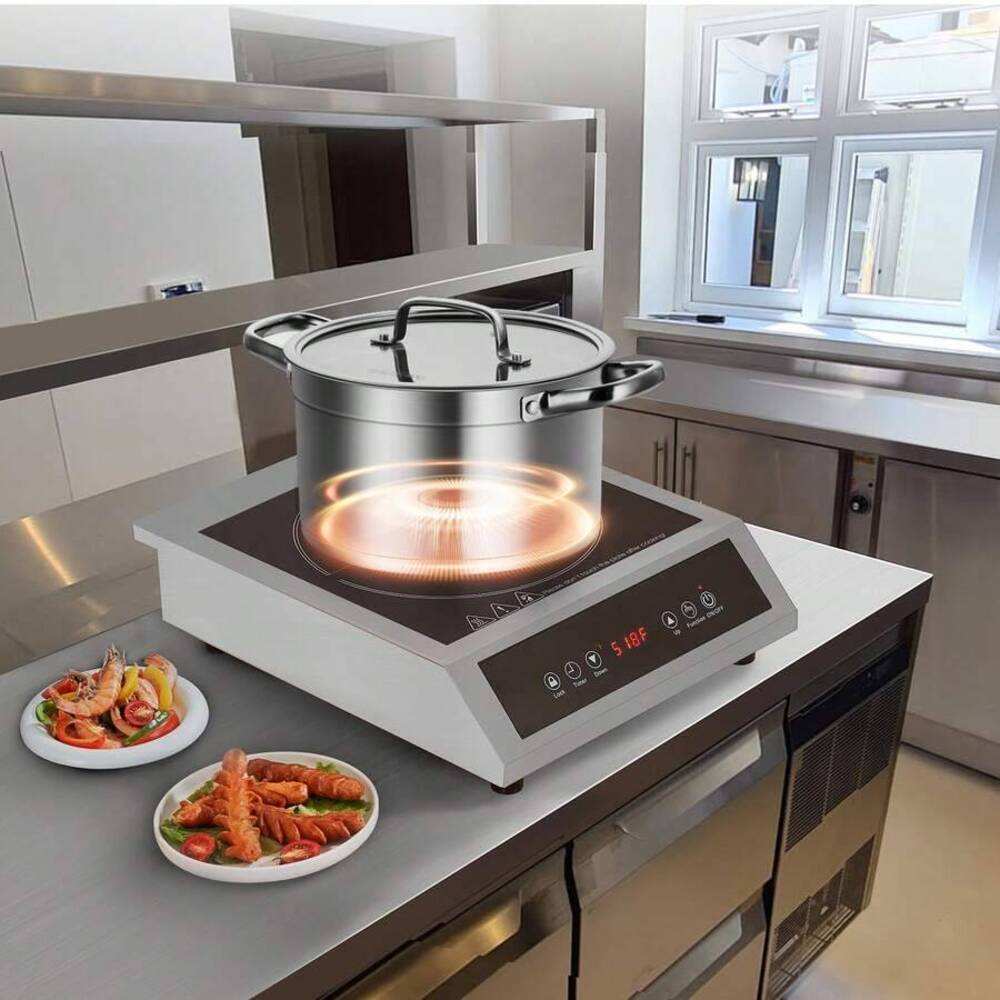Induction Cooker Commercial - Portable Cooktop, 1800W Commercial Burner 9